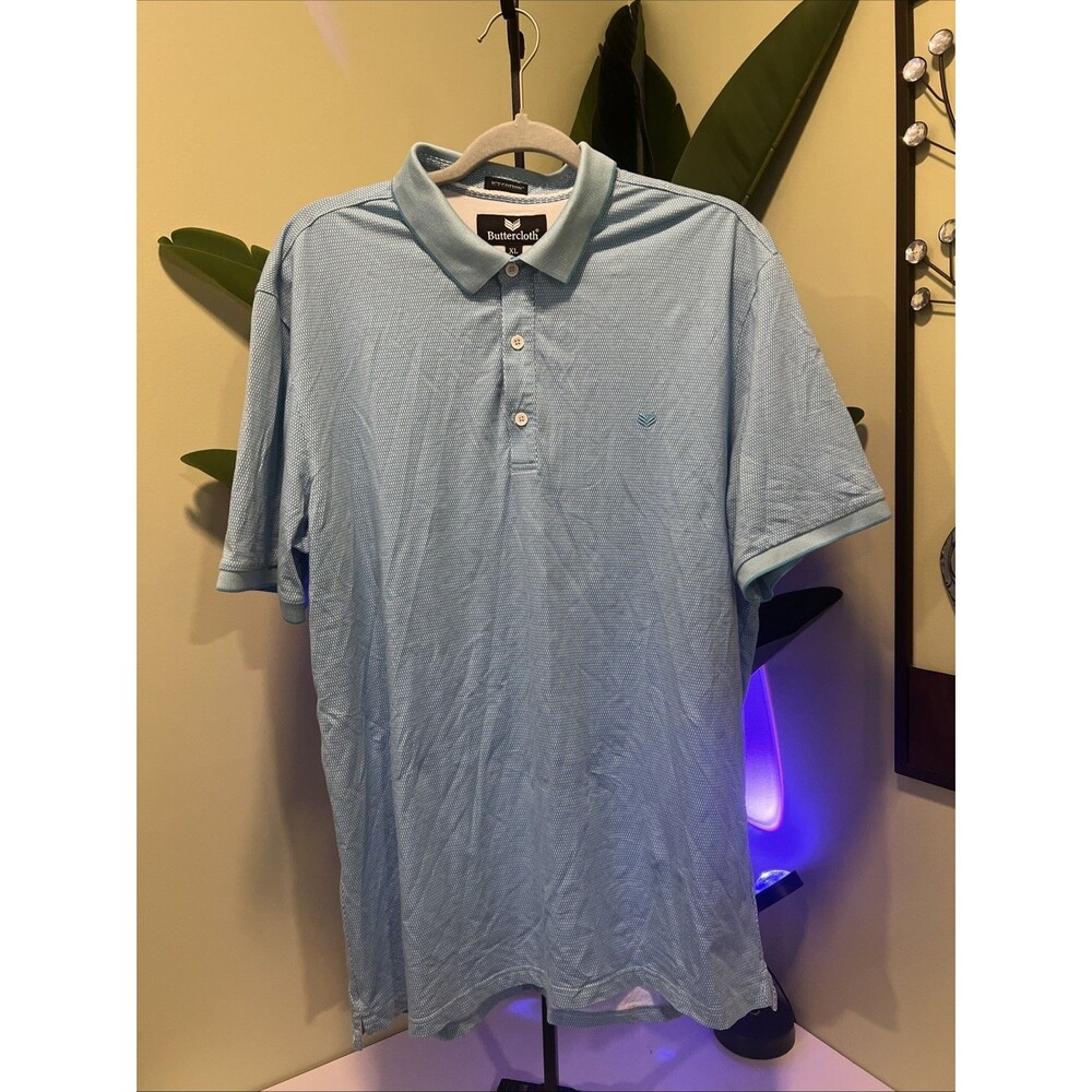 Buttercloth Icy Cotton Polo Shirt Mens Size XL Blue Golf Cool